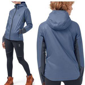 On Running Switzerland Engineering Hooded Women's Jacket Size-XL Cerulean/Dark